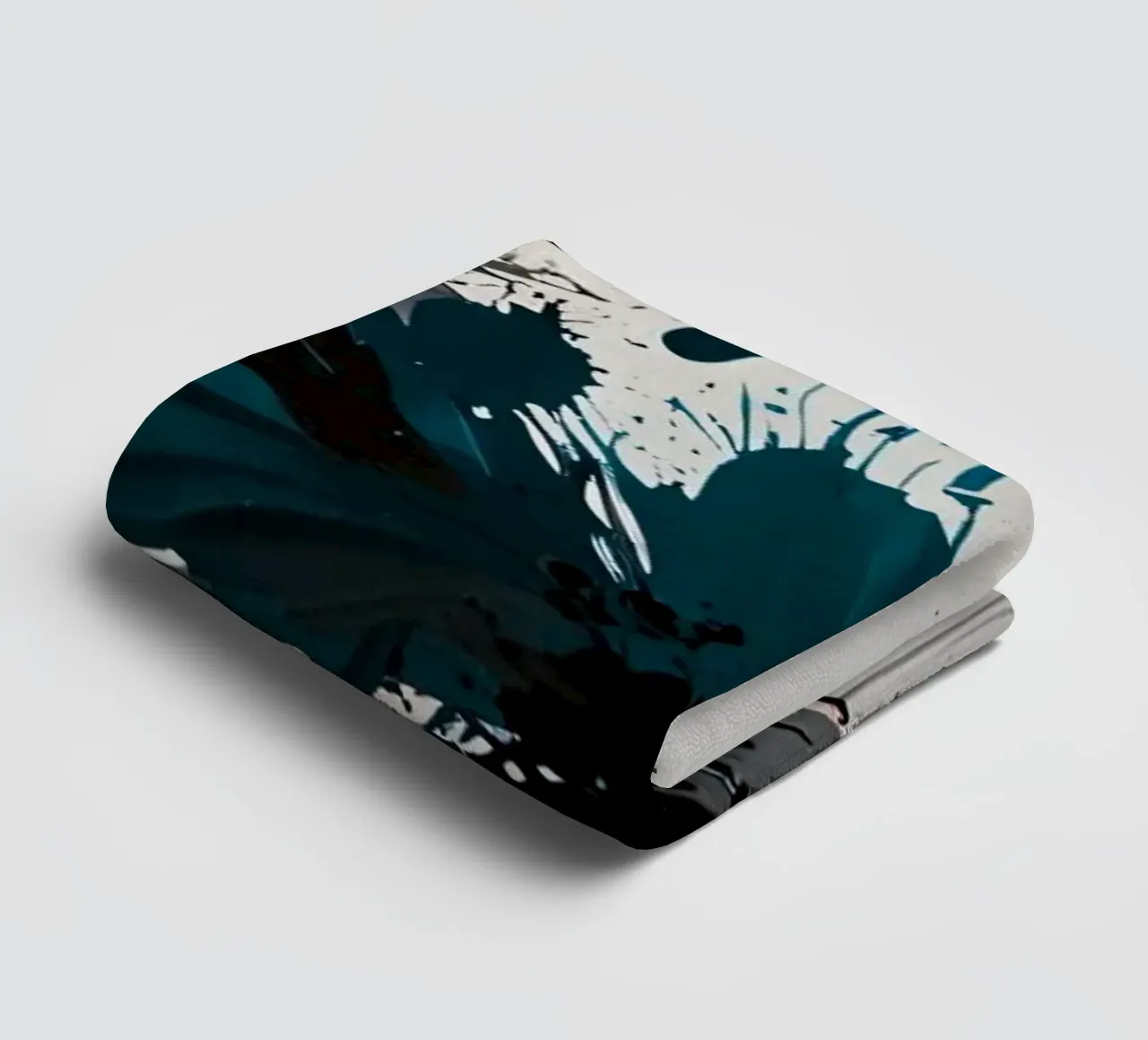 Dynamic abstract artwork featuring bold splashes of teal, towel by DesignDoodle