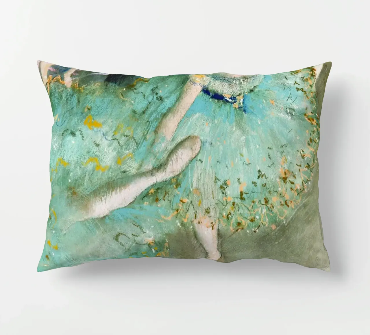 Ballerina ondeggiante di Edgar Degas (Ballerina in verde) cuscino da Venus Art