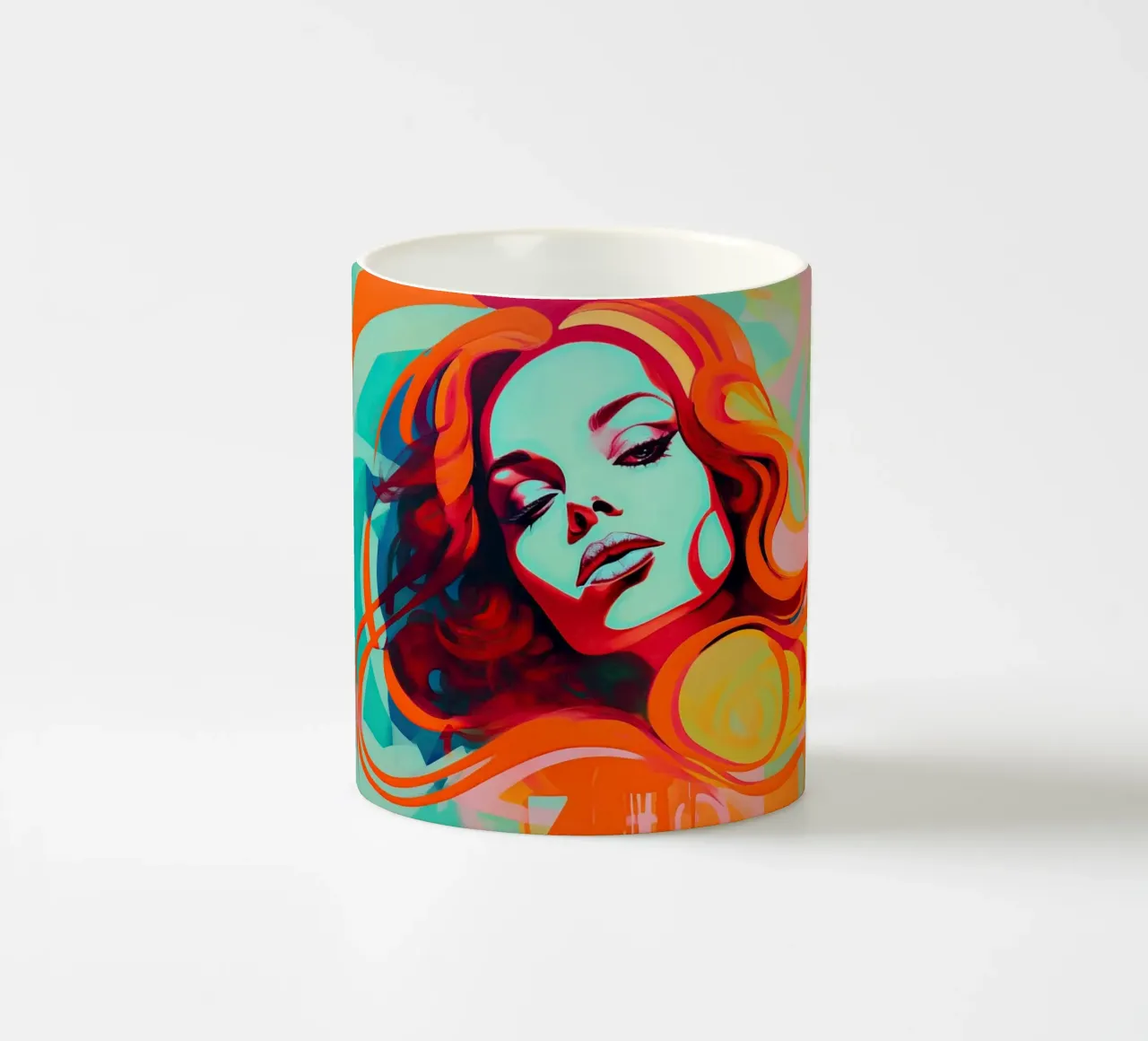 Ritratto femminile colorato tazza in ceramica da Imagine