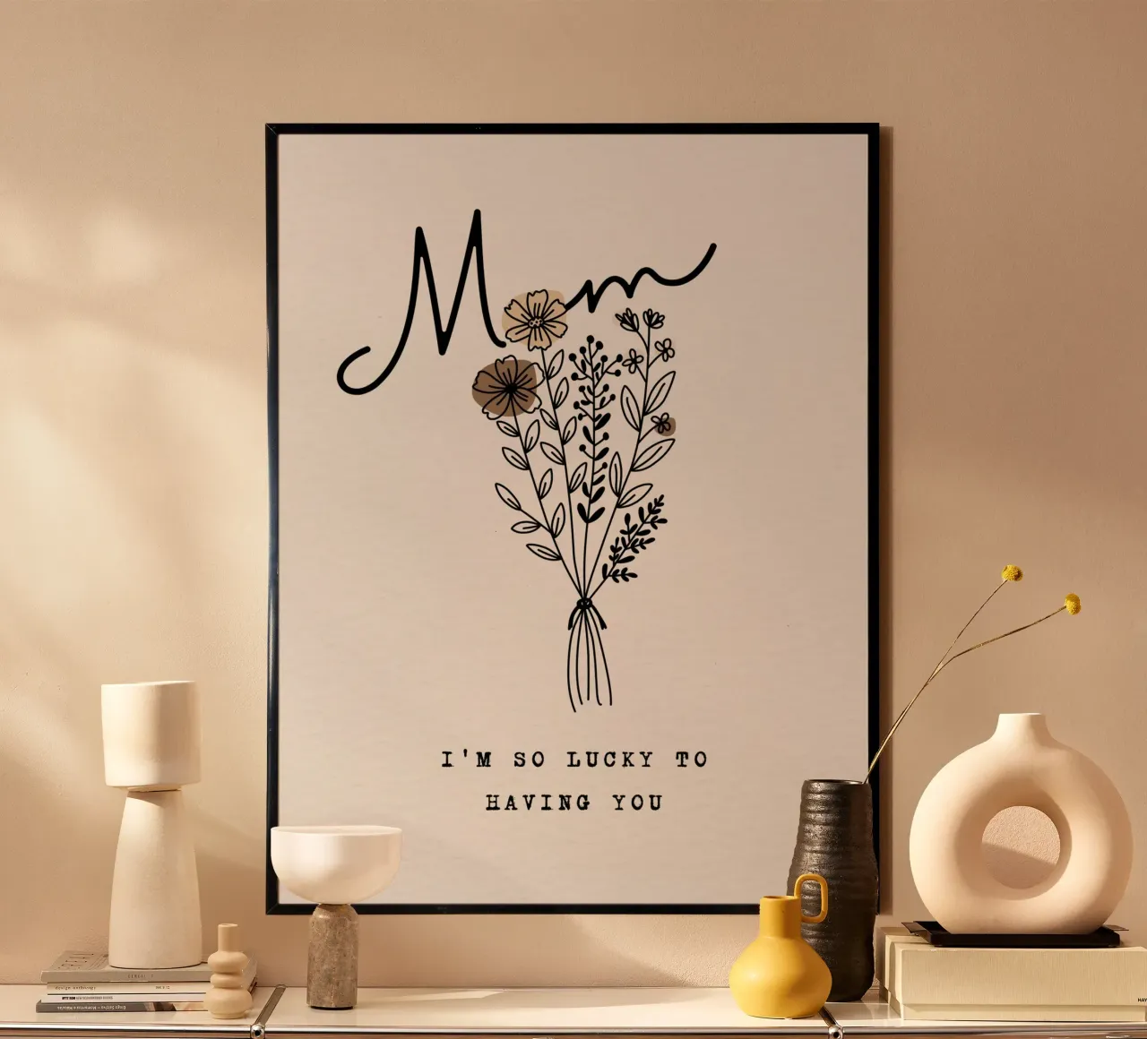 Mamma sono così fortunata ad averti. poster con telaio in plastica da ArtDesign by KBK