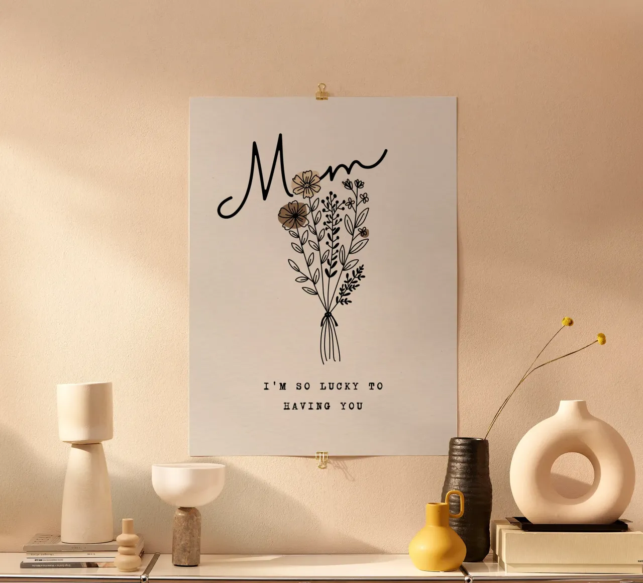 Mamma sono così fortunata ad averti. poster con telaio in plastica da ArtDesign by KBK