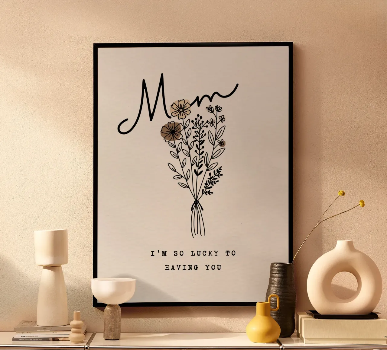 Mamma sono così fortunata ad averti. poster con telaio in plastica da ArtDesign by KBK