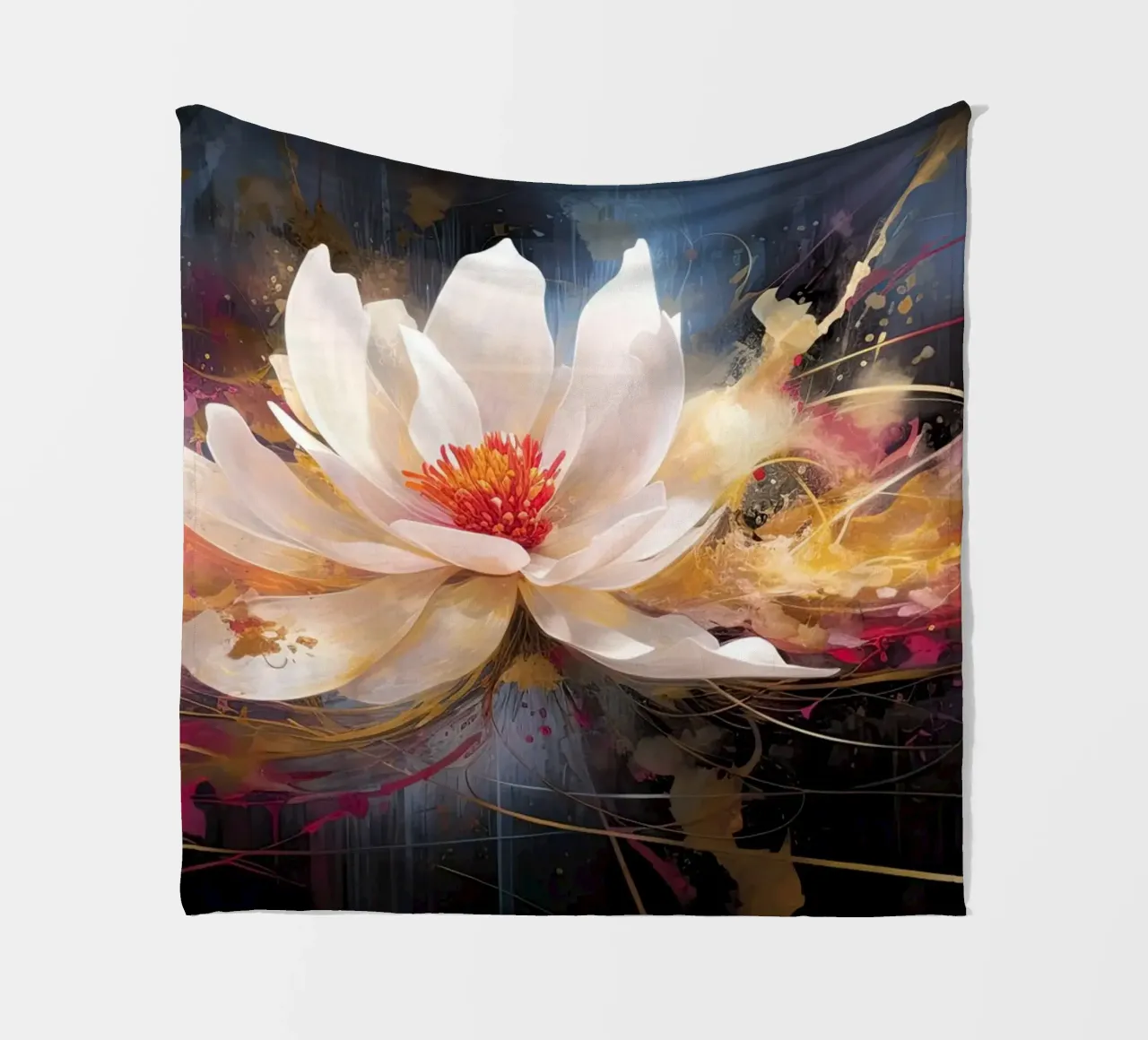 Flower on dark background fleece blanket by Imagine