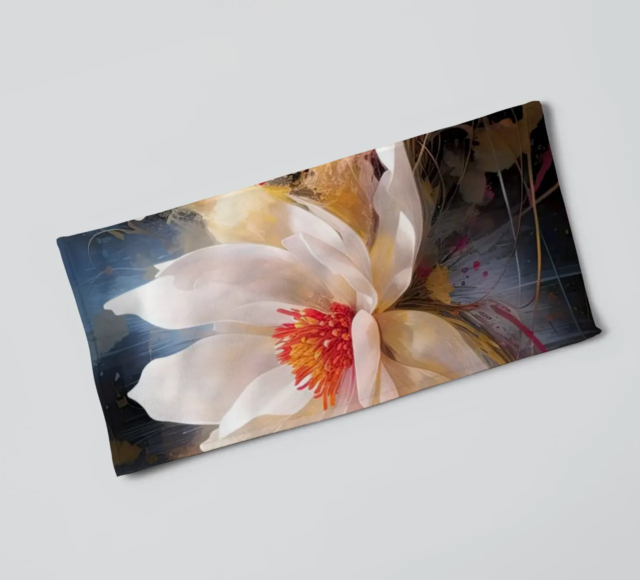 Bloem op donkere achtergrond badhanddoek van Imagine