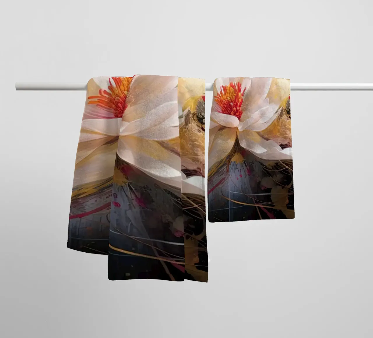 Bloem op donkere achtergrond badhanddoek van Imagine