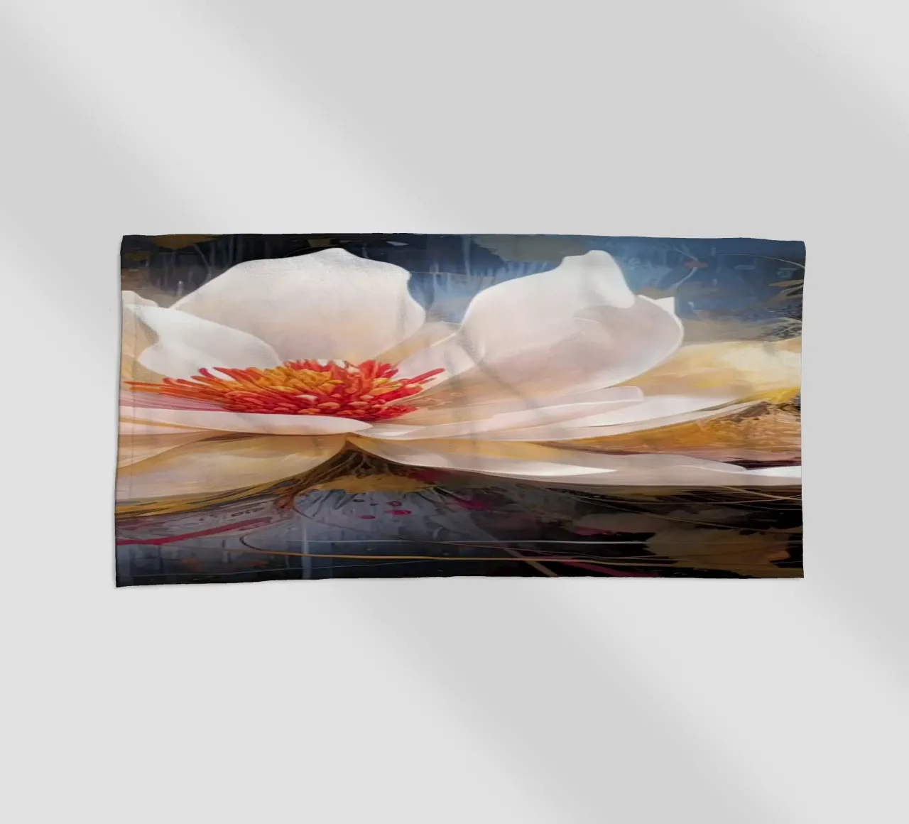 Flower on dark background beach towel by Imagine