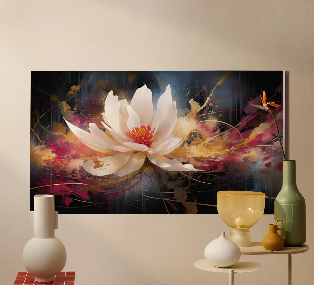Flower on dark background canvas by Imagine
