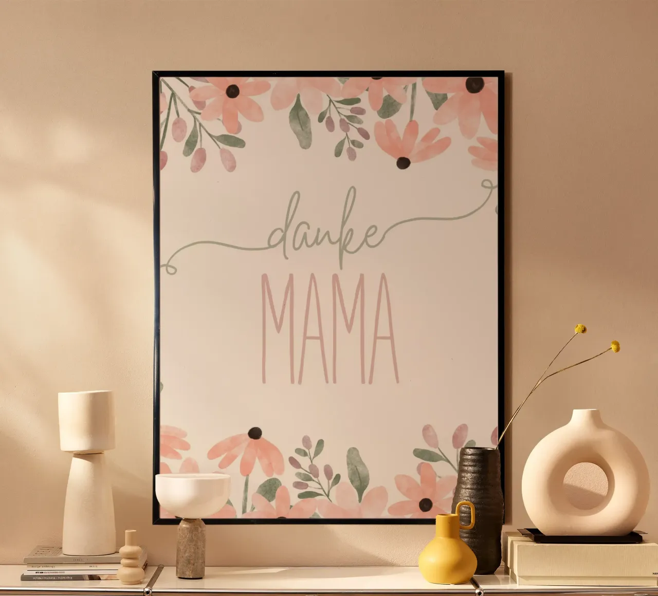 grazie mamma poster con telaio in legno da ArtDesign by KBK