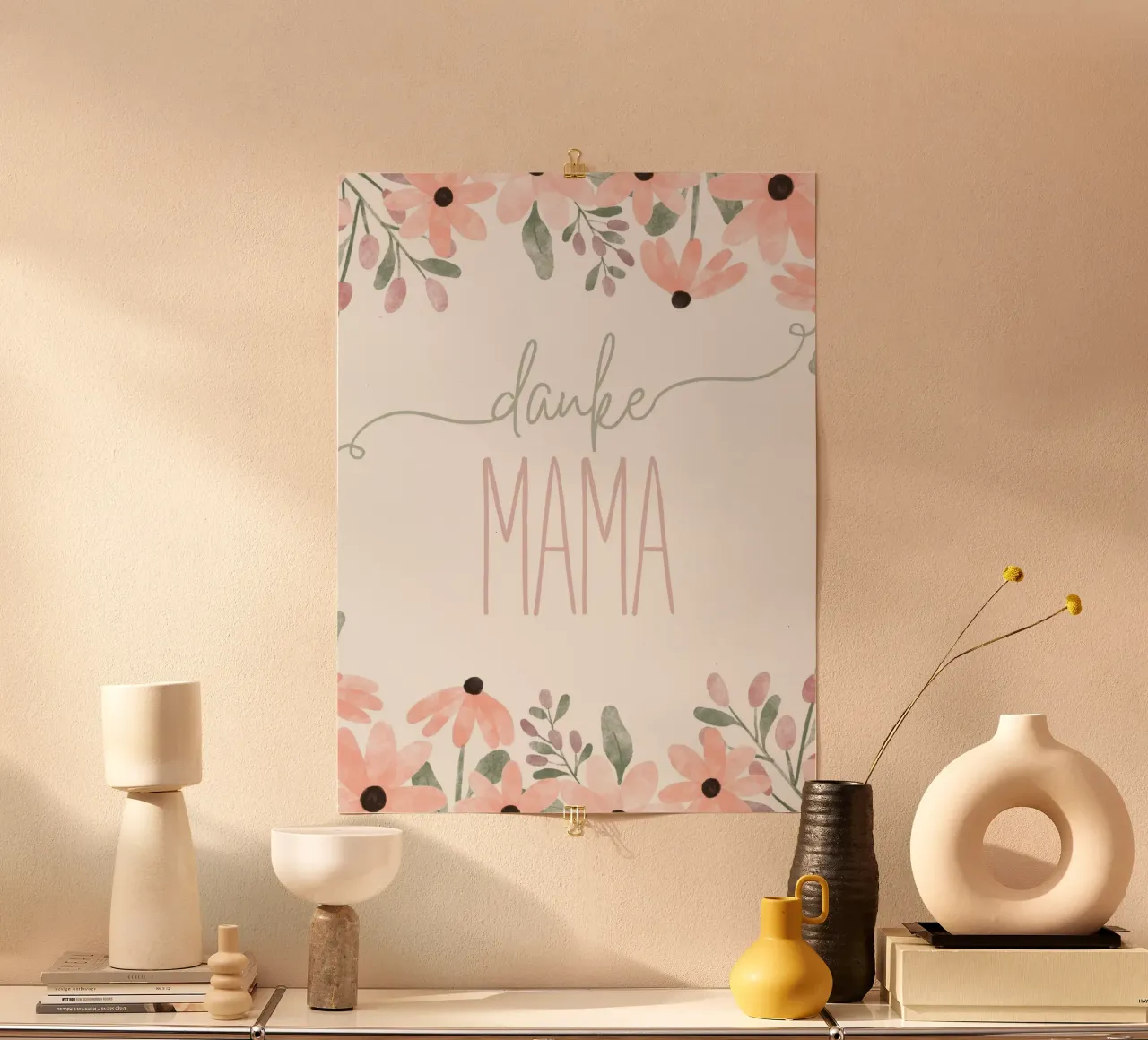 grazie mamma poster con telaio in legno da ArtDesign by KBK