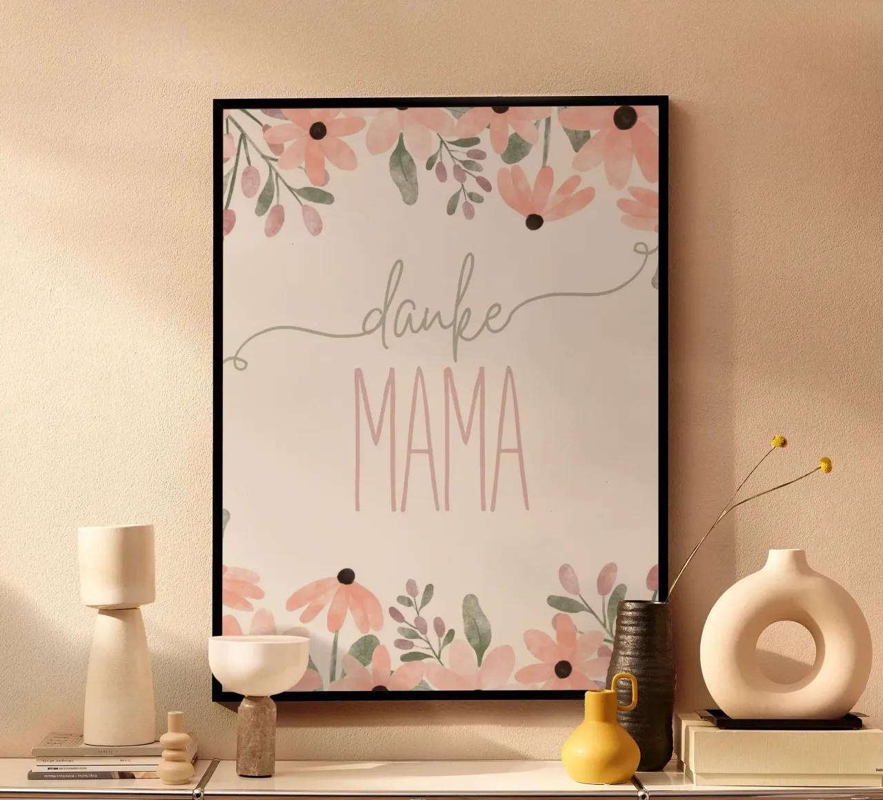 grazie mamma poster con telaio in legno da ArtDesign by KBK