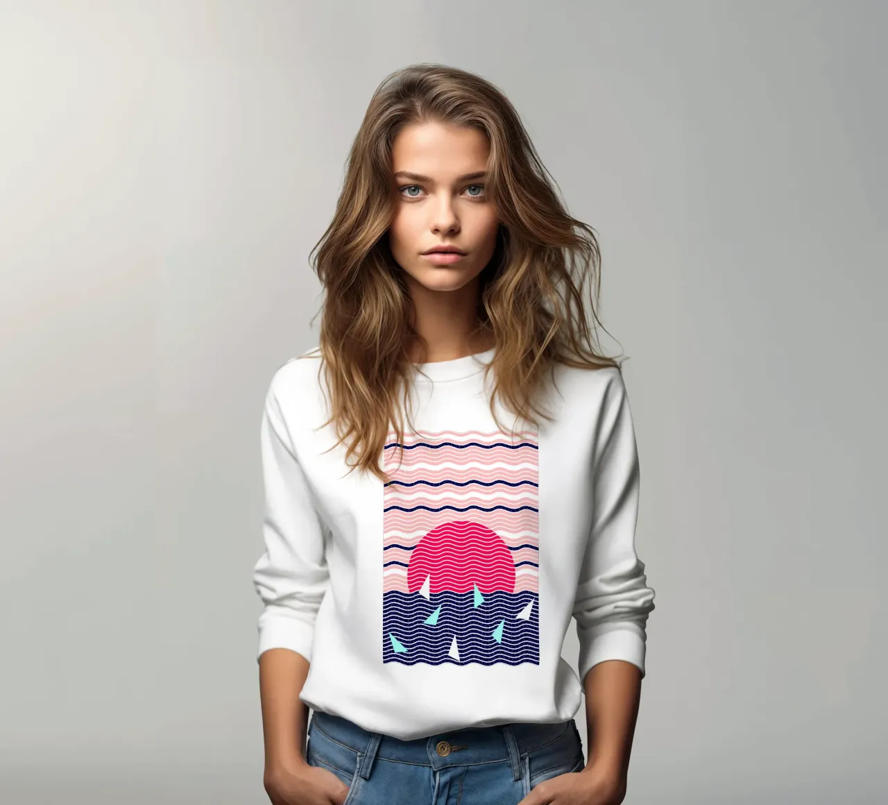 Hola Océano Atardecer Olas sudadera de SilverPegasus