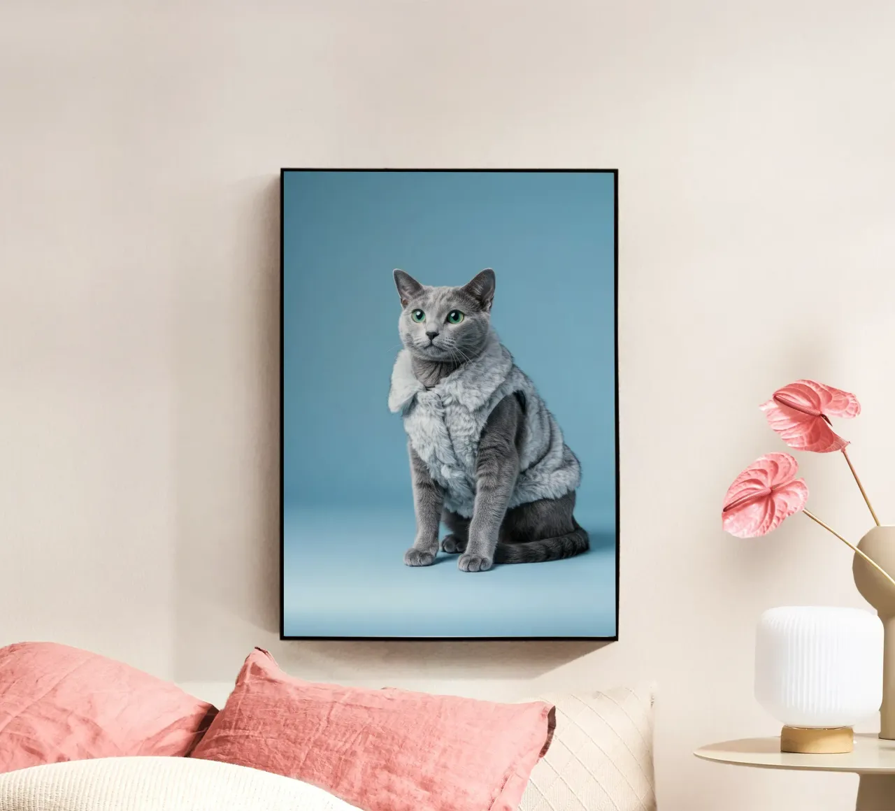 Blue Cat acrylic glass by Pawtrait Studio