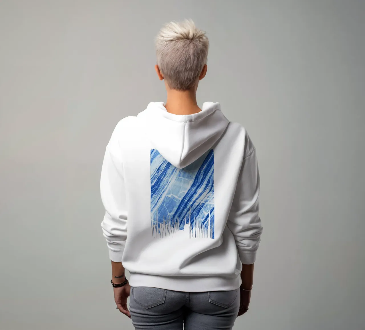 Mármol abstracto azul vaquero sudadera con capucha de SilverPegasus