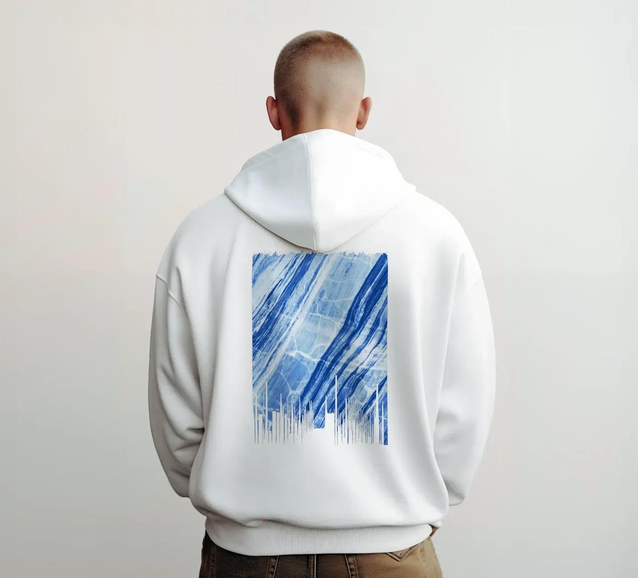 Mármol abstracto azul vaquero sudadera con capucha de SilverPegasus