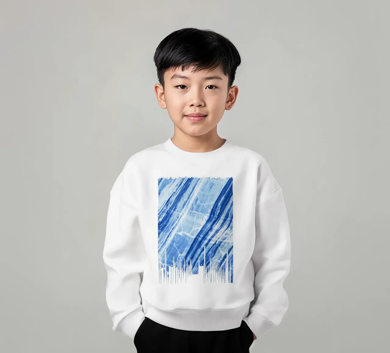 Abstract Marble Denim Blue kids sweatshirt by SilverPegasus