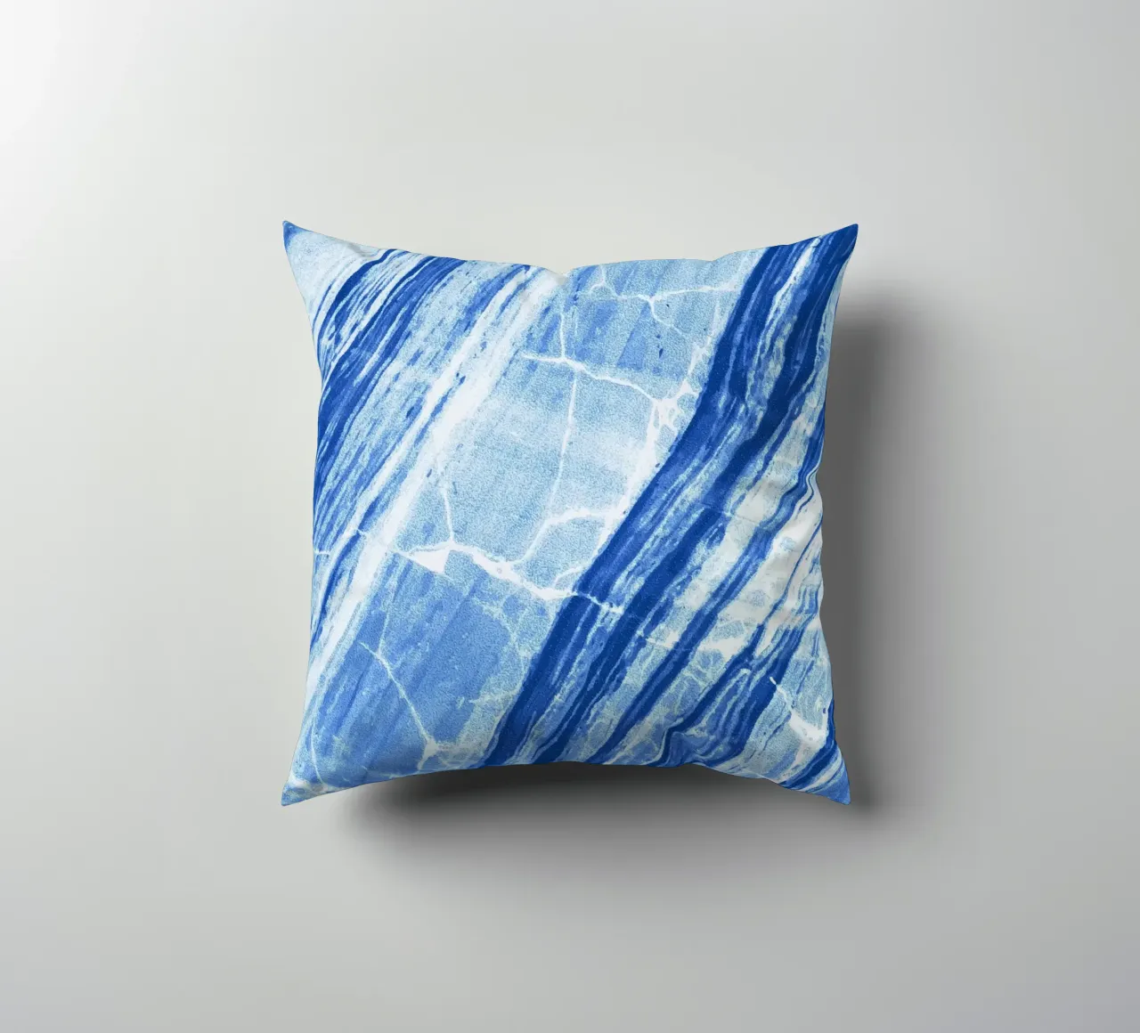 Abstract Marble Denim Blue decorative cushion by SilverPegasus