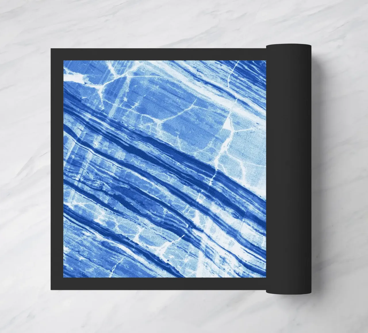 Abstract Marble Denim Blue Fußmatte von SilverPegasus