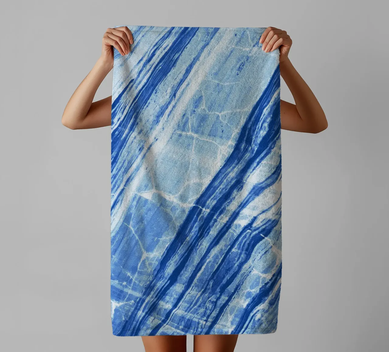 Abstract Marmer Denimblauw badhanddoek van SilverPegasus