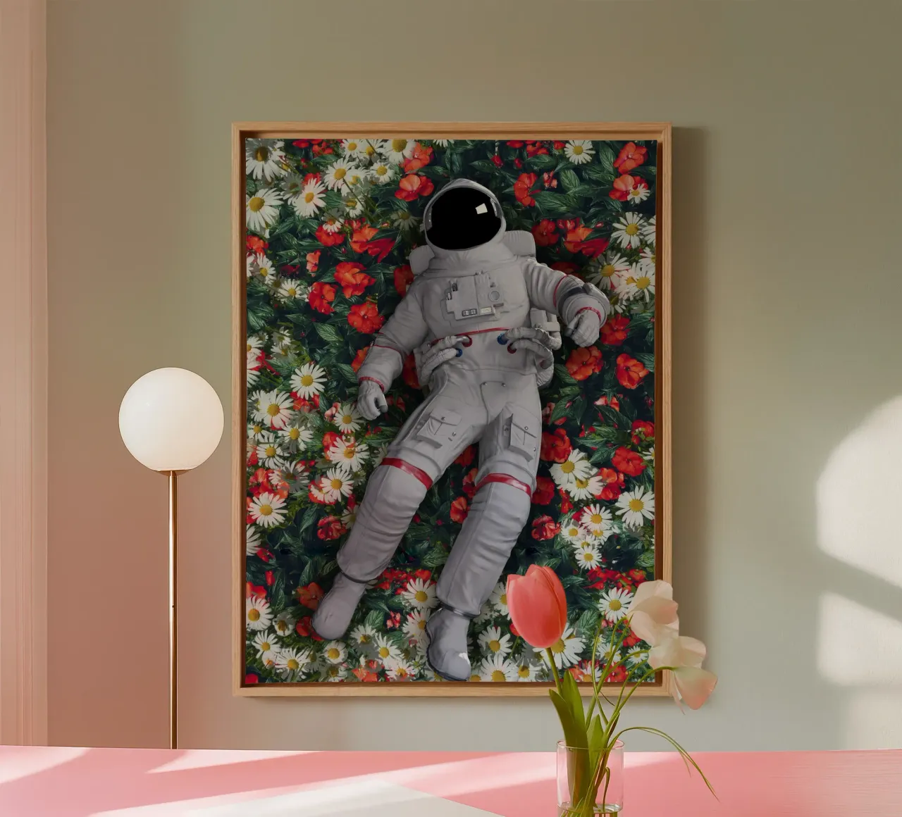 Un astronauta nel mio giardino tela con Cornice a cassetta da 🎁 ARTVI-SHOP
