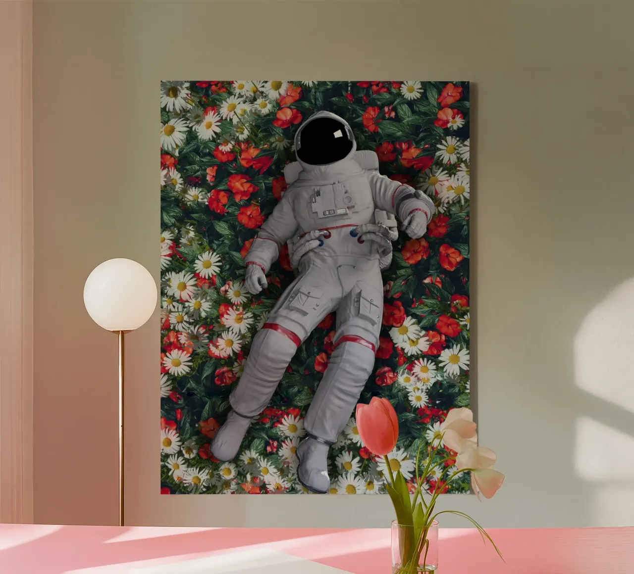 Un astronauta nel mio giardino tela con Cornice a cassetta da 🎁 ARTVI-SHOP