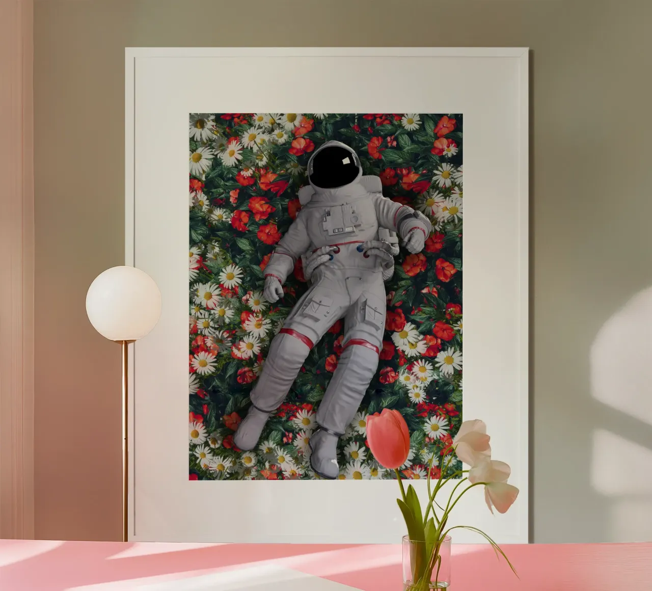 Un astronauta nel mio giardino poster con telaio in alluminio da 🎁 ARTVI-SHOP