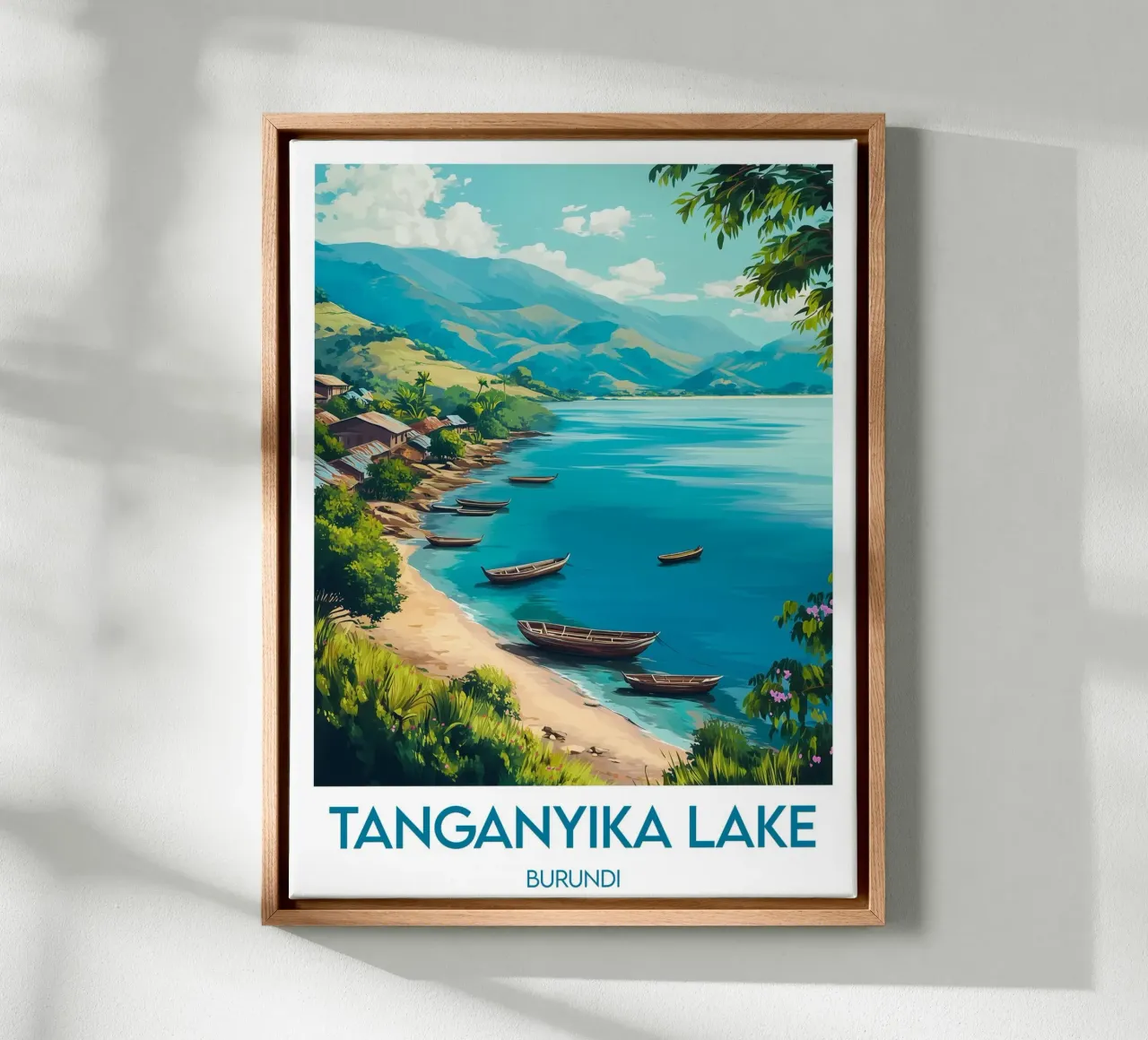 Affiche Tanganyika Meer canvas met Baklijst van Frame the World