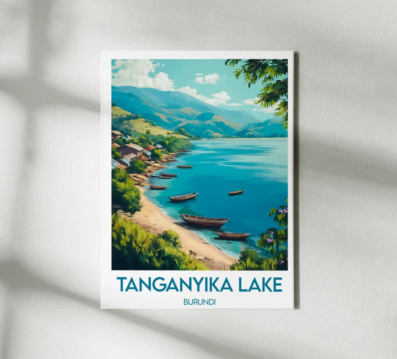 Affiche Tanganyika Meer canvas met Baklijst van Frame the World