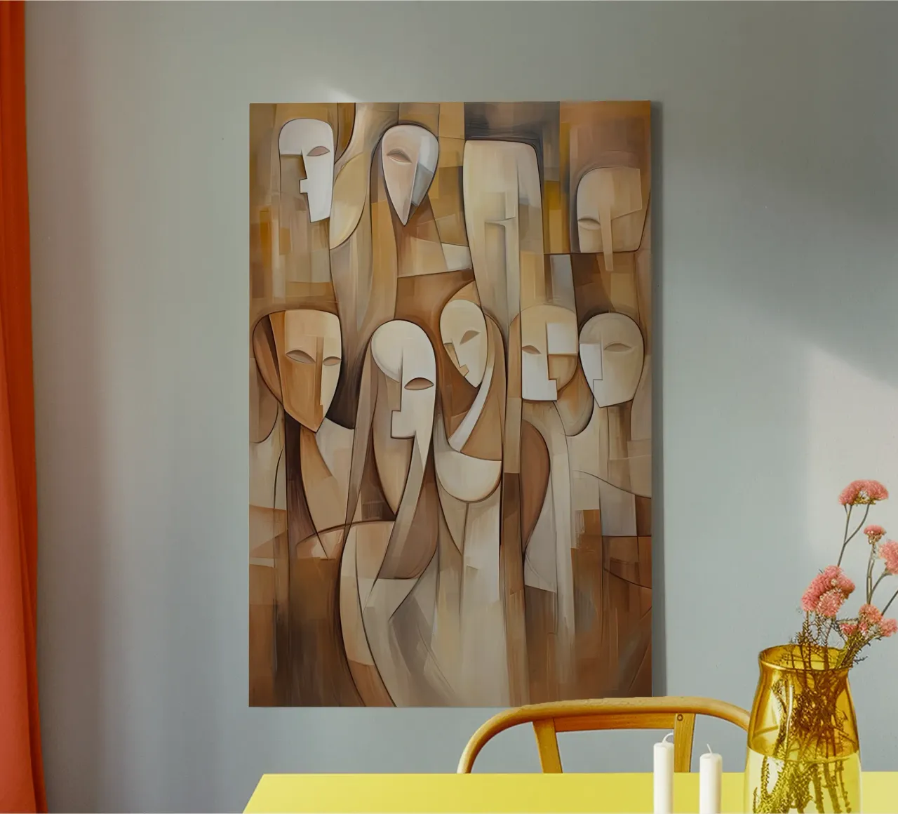 Abstracte mensen canvas met Baklijst van Imagine