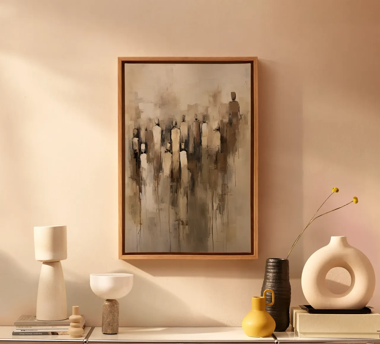 Abstracte mensen canvas met Baklijst van Imagine