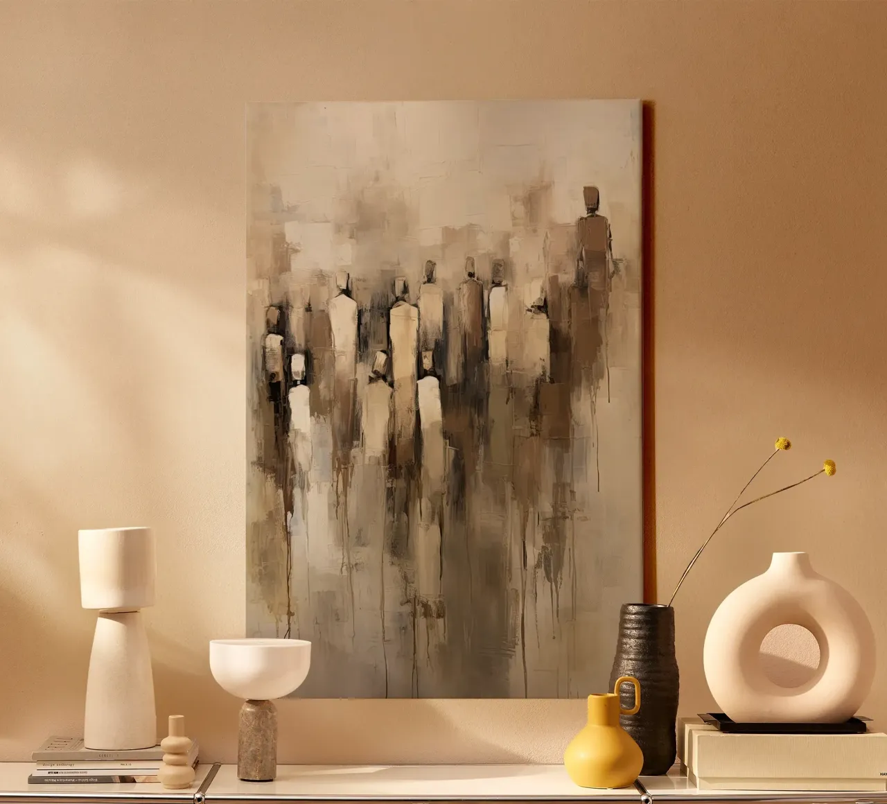 Abstracte mensen canvas met Baklijst van Imagine