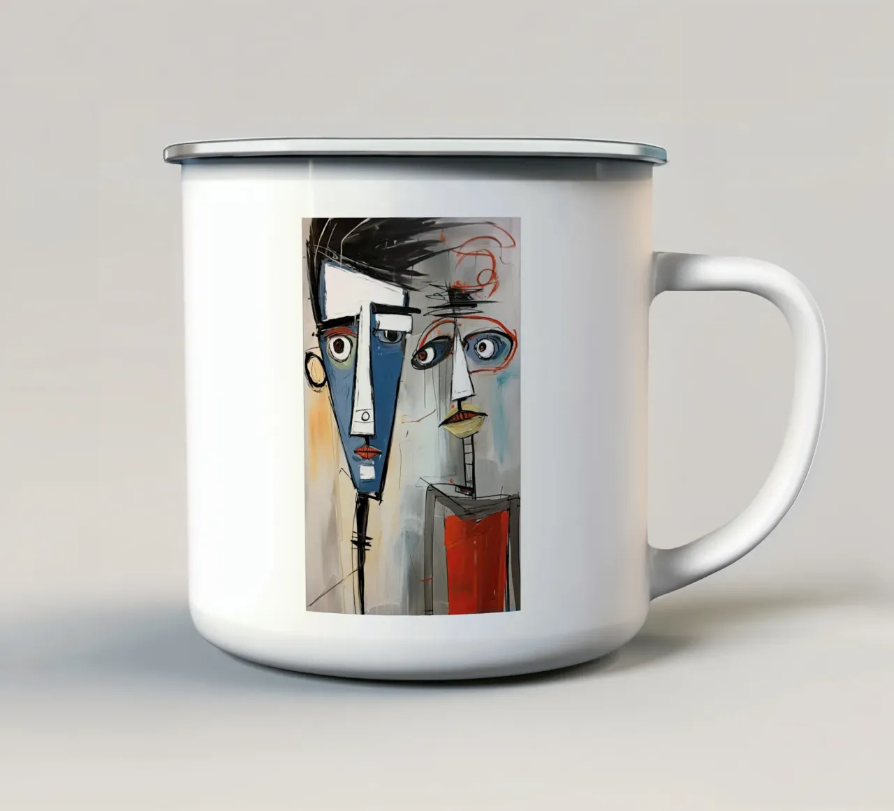 Volti astratti tazza in smalto da Imagine