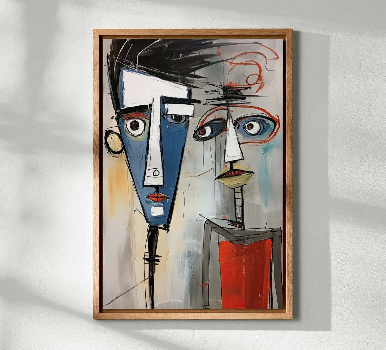 Abstracte gezichten canvas met Baklijst van Imagine