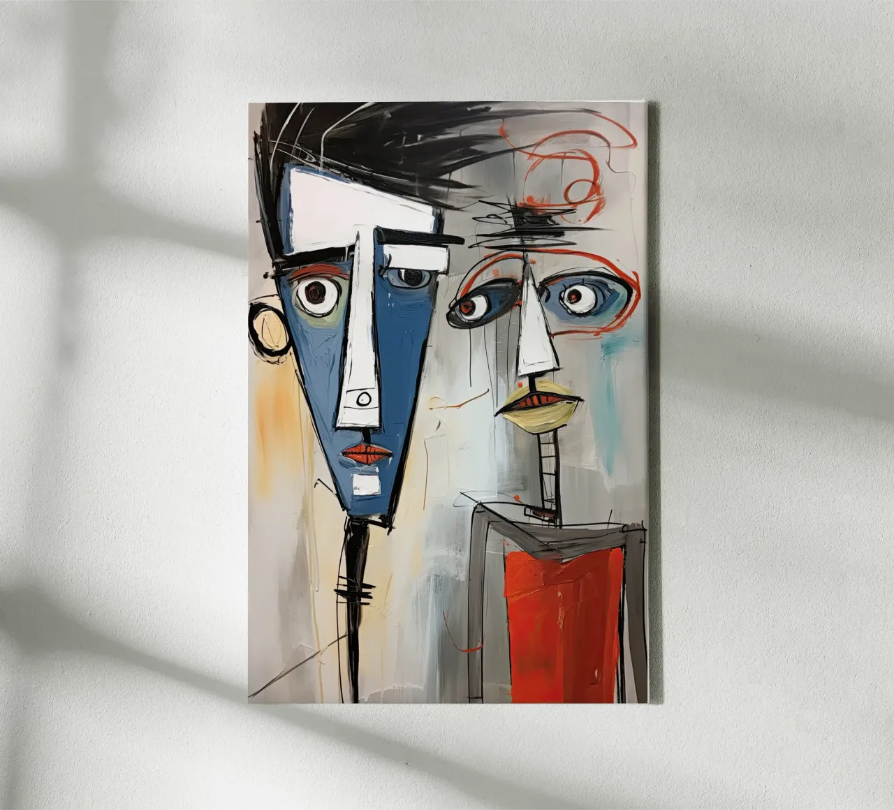 Abstracte gezichten canvas met Baklijst van Imagine