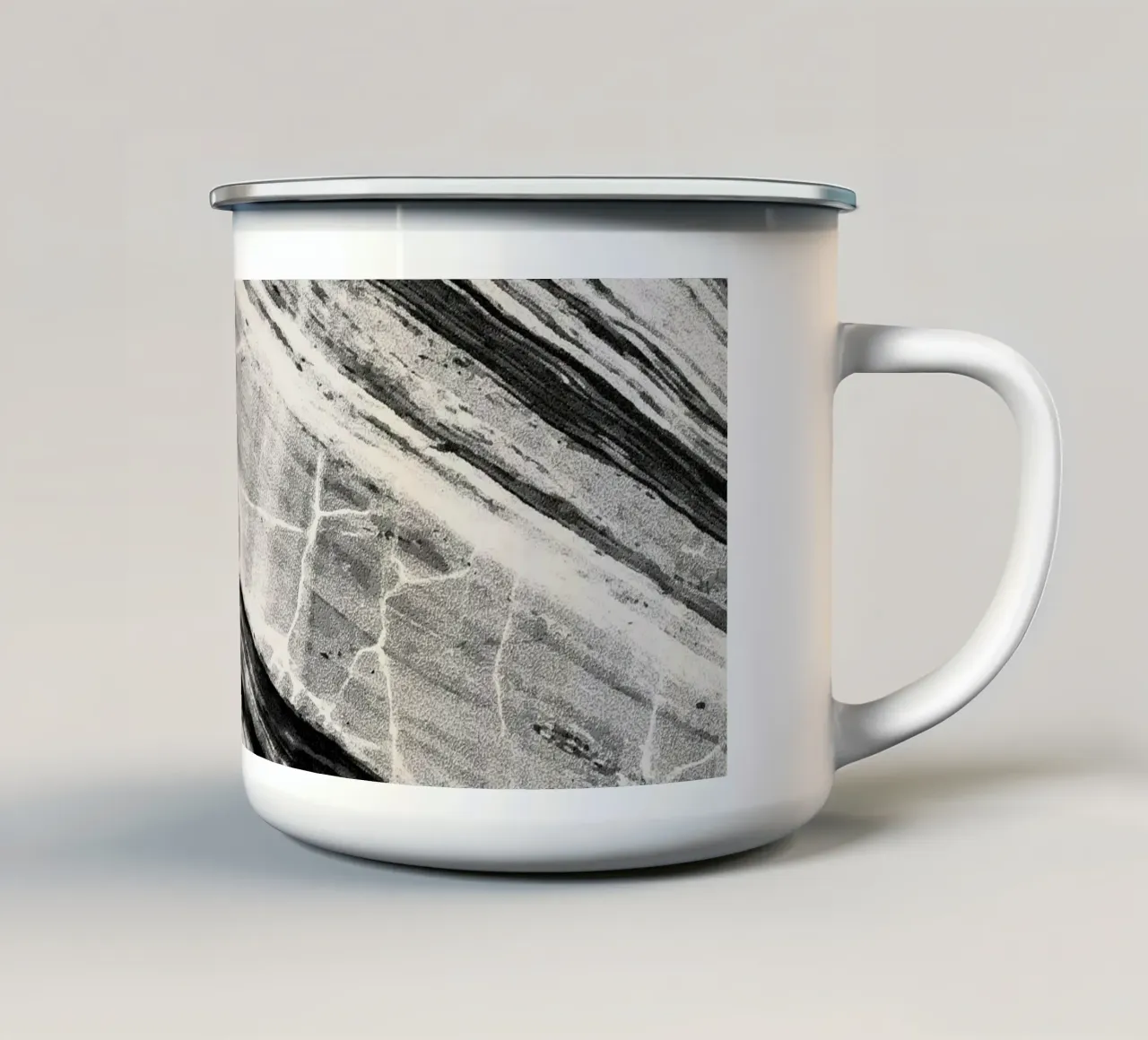 Marmo astratto nero e crema tazza in smalto da SilverPegasus