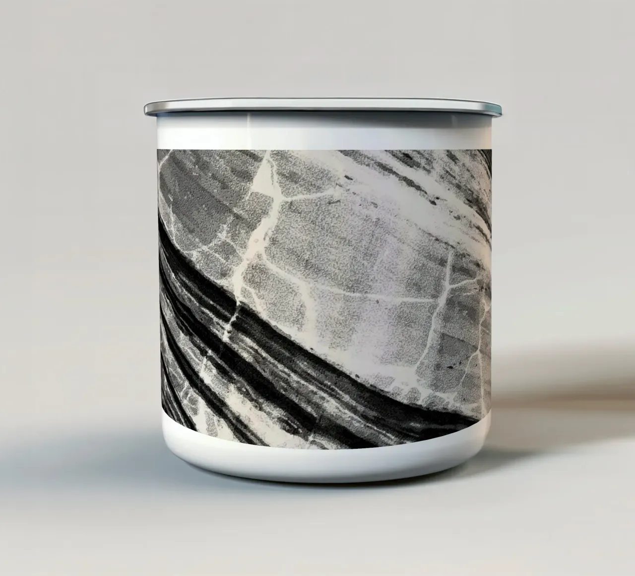 Marmo astratto nero e crema tazza in smalto da SilverPegasus