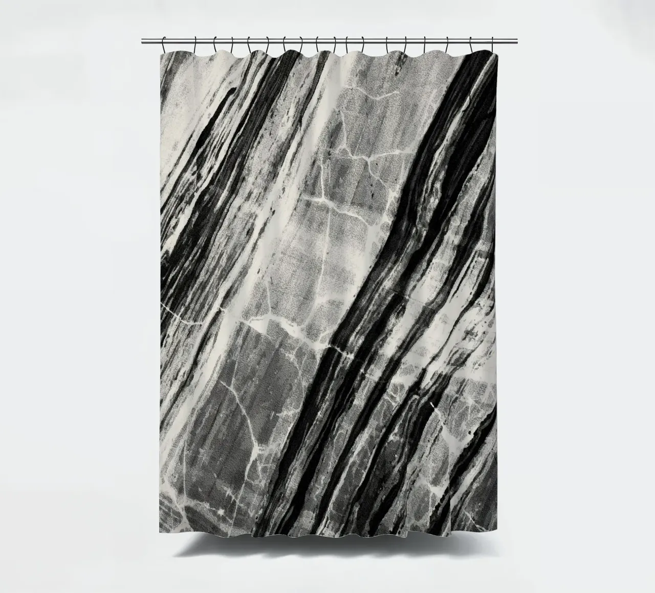 Abstrakter Marmor Schwarz & Creme Duschvorhang von SilverPegasus