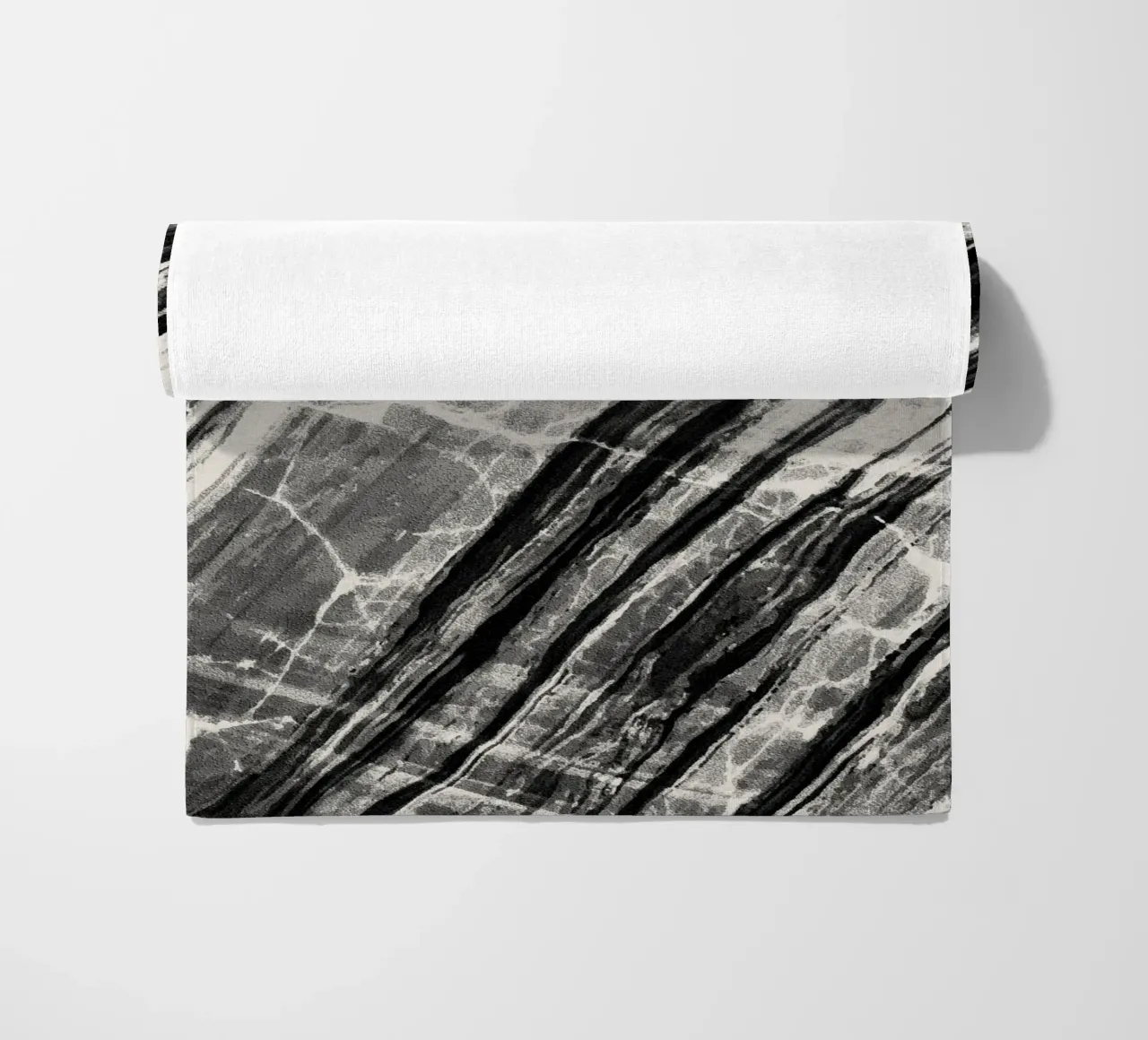Abstract Marble Black & Cream beach towel by SilverPegasus