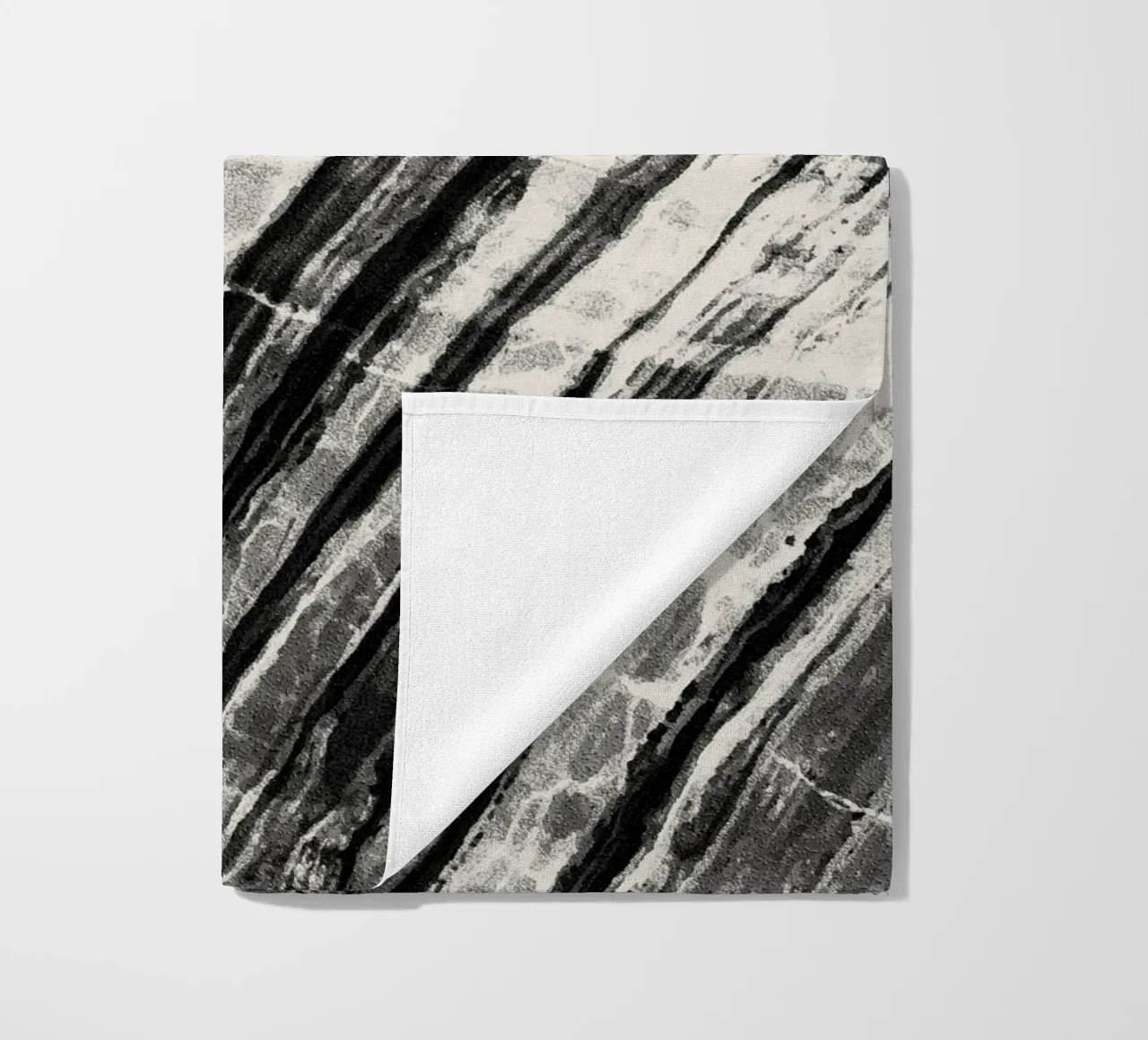 Abstract Marble Black & Cream beach towel by SilverPegasus