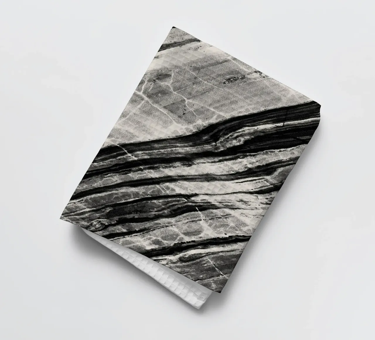 Abstract Marble Black & Cream tea towel by SilverPegasus