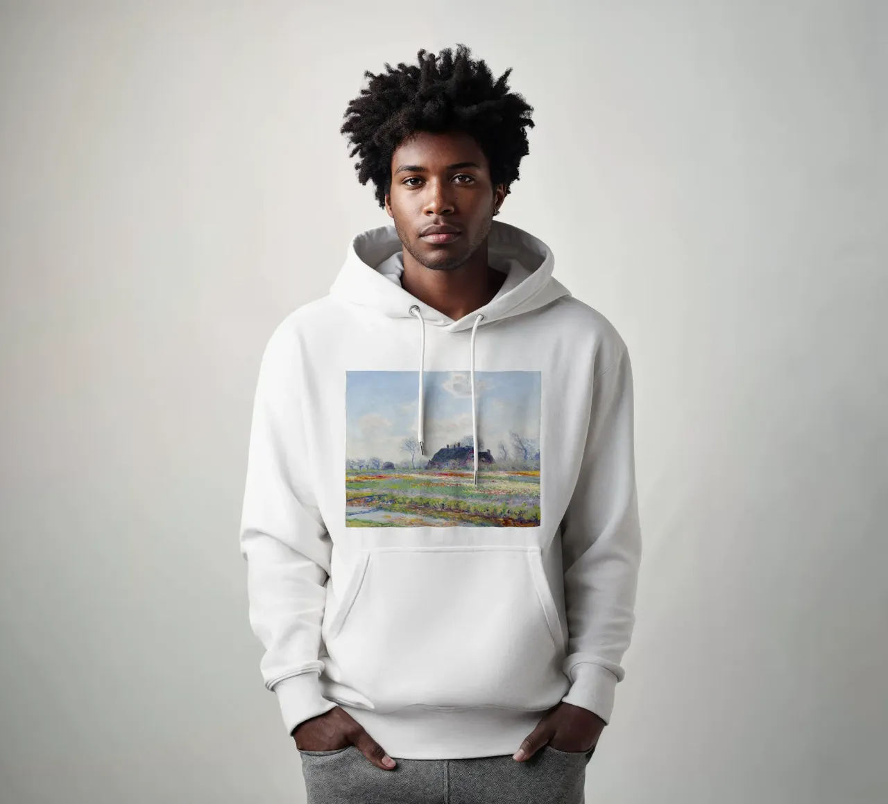 Claude Monet’s Tulip Fields at Sassenheim (1886) felpa con cappuccio da Monet Art Prints