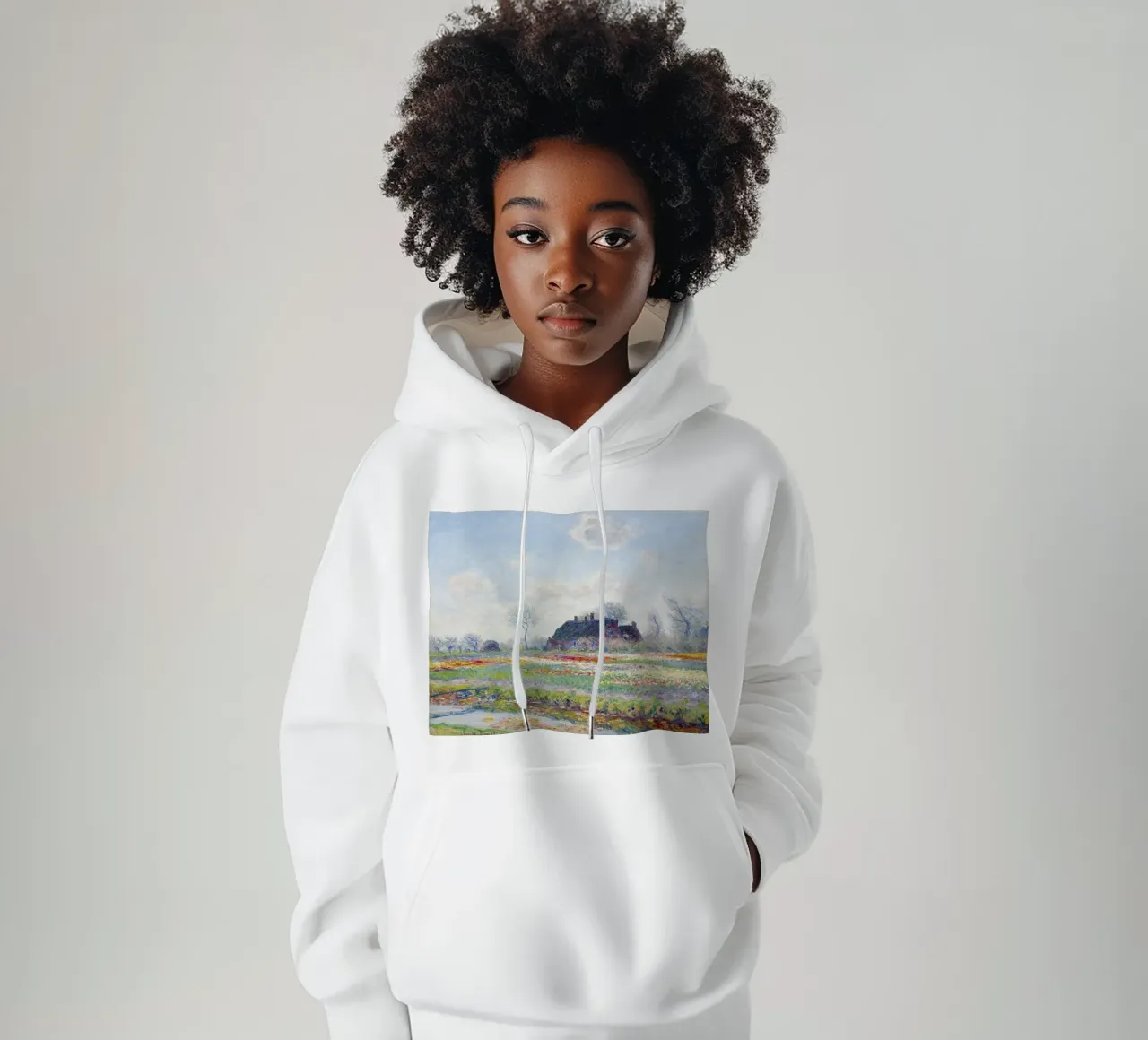 Claude Monet’s Tulip Fields at Sassenheim (1886) felpa con cappuccio da Monet Art Prints