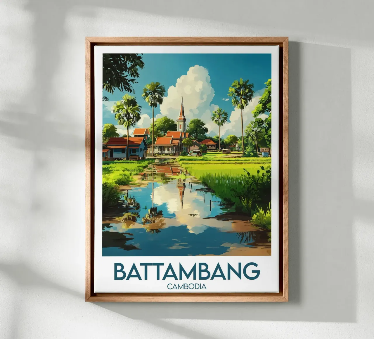 Affiche Battambang tela con Cornice a cassetta da Frame the World