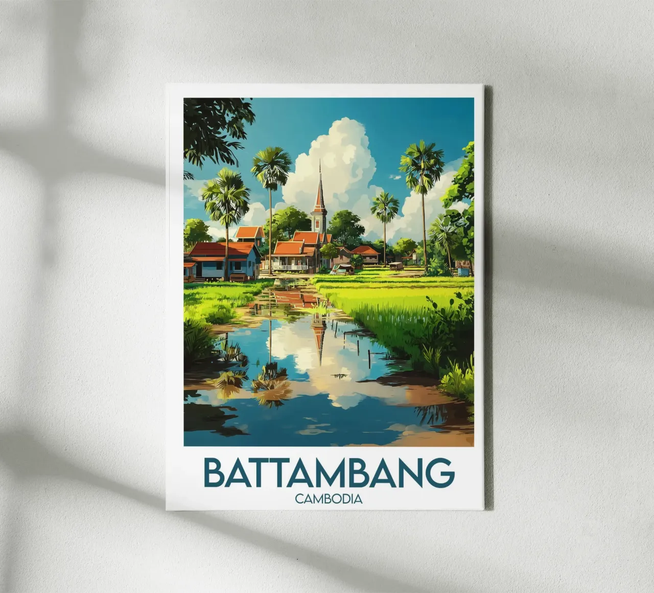 Affiche Battambang tela con Cornice a cassetta da Frame the World