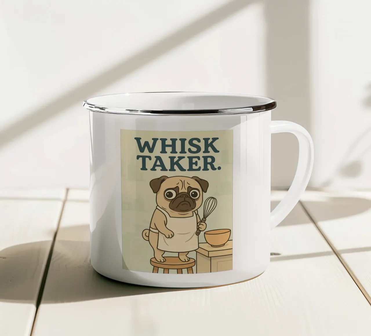 Funny Pug Meme tazza in smalto da Funny Humor Art