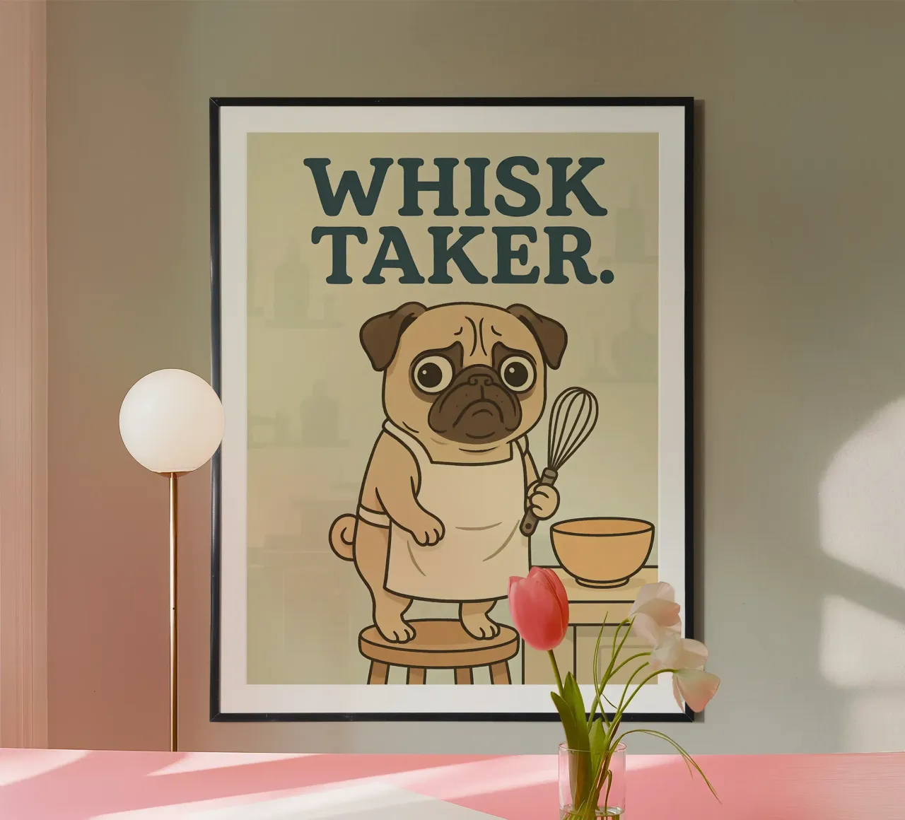 Funny Pug Meme poster con telaio in alluminio da Funny Humor Art