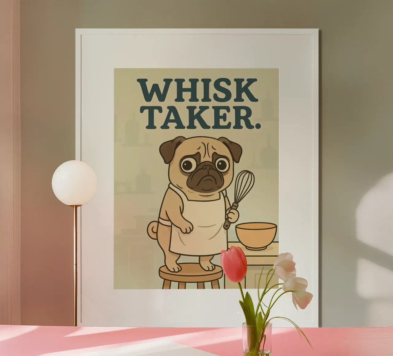 Funny Pug Meme poster con telaio in alluminio da Funny Humor Art