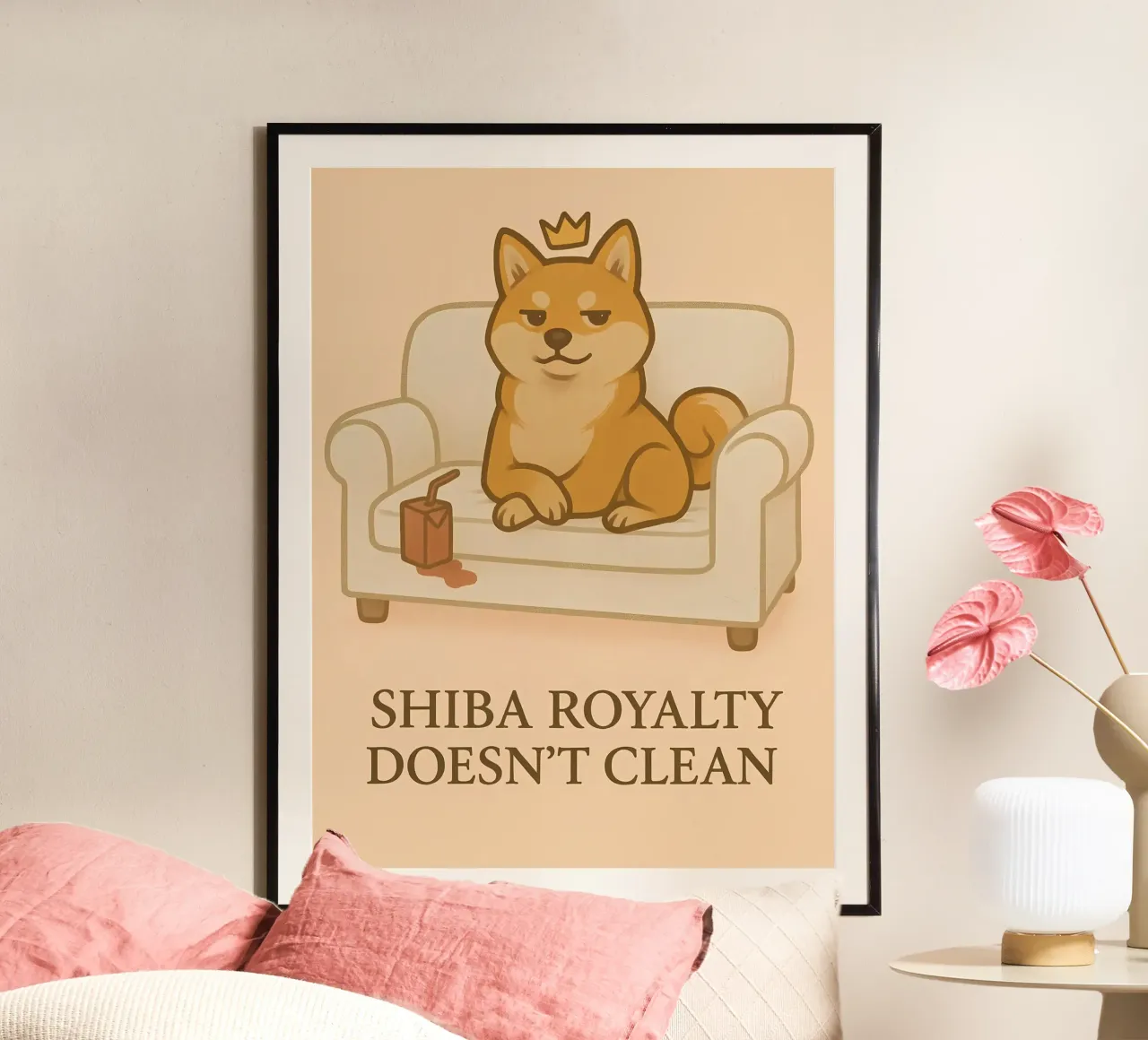 Divertente il meme dello Shiba Inu poster con telaio in alluminio da Funny Humor Art