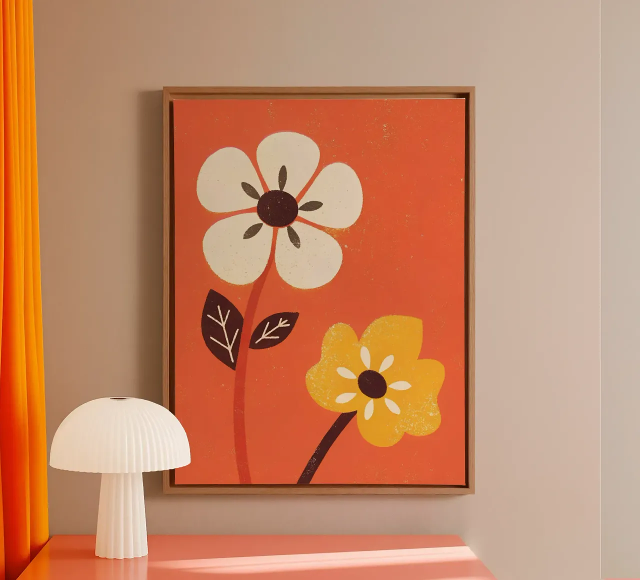 Fiori retrò pop tela con Cornice a cassetta da THE LATEST SHOP