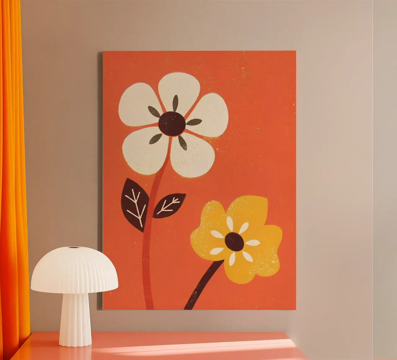 Fiori retrò pop tela con Cornice a cassetta da THE LATEST SHOP