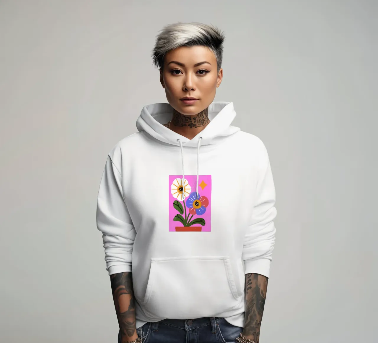 Fiori retrò pop felpa con cappuccio da THE LATEST SHOP